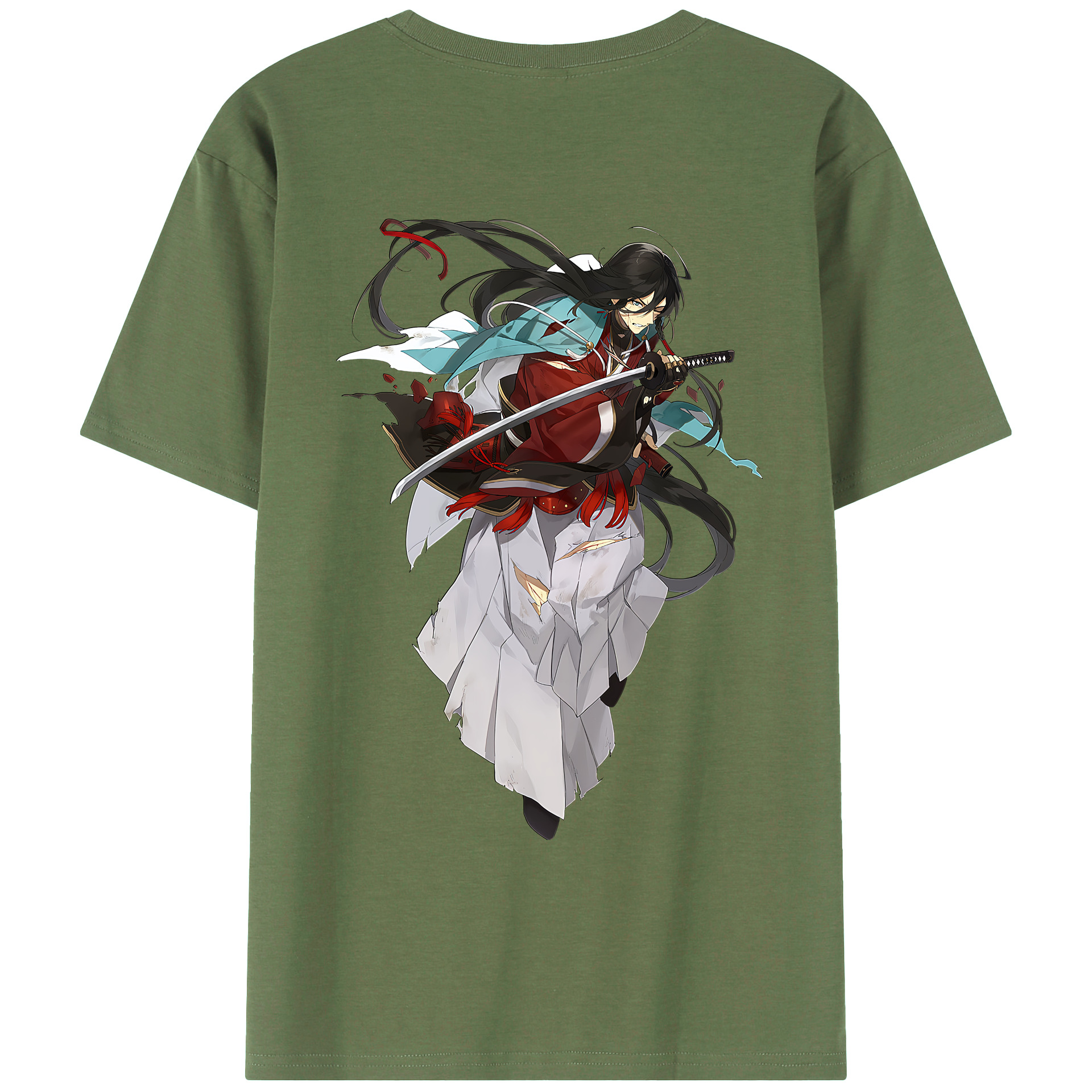 （画像用） 刀剣乱舞 Touken Ranbu 綿100％ メンズ半袖Tシャツ（バックプリント） 通気性